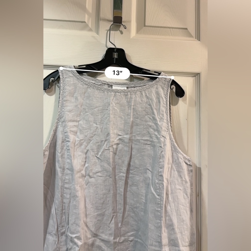 J.Jill Love Linen Hemstitched Detail Garment-Dyed Lightweight Dress Petite Large - Picture 10 of 11